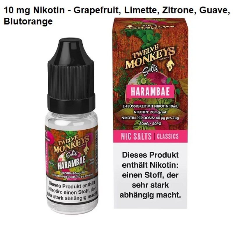 Twelve Monkeys - Harambae - Nikotinsalz Liquid 10 ...