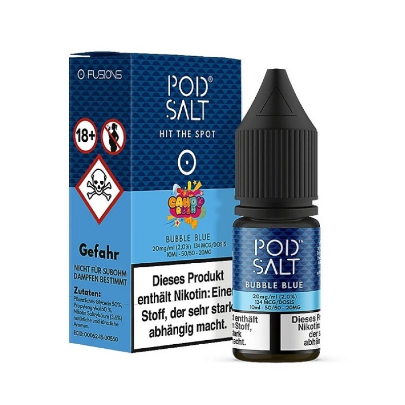 Pod Salt - Bubble Blue - 10 ml Salt Liquid - 20 mg...